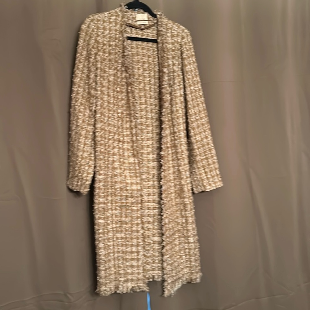 Elie Tahari Metallic Gold Long Coat